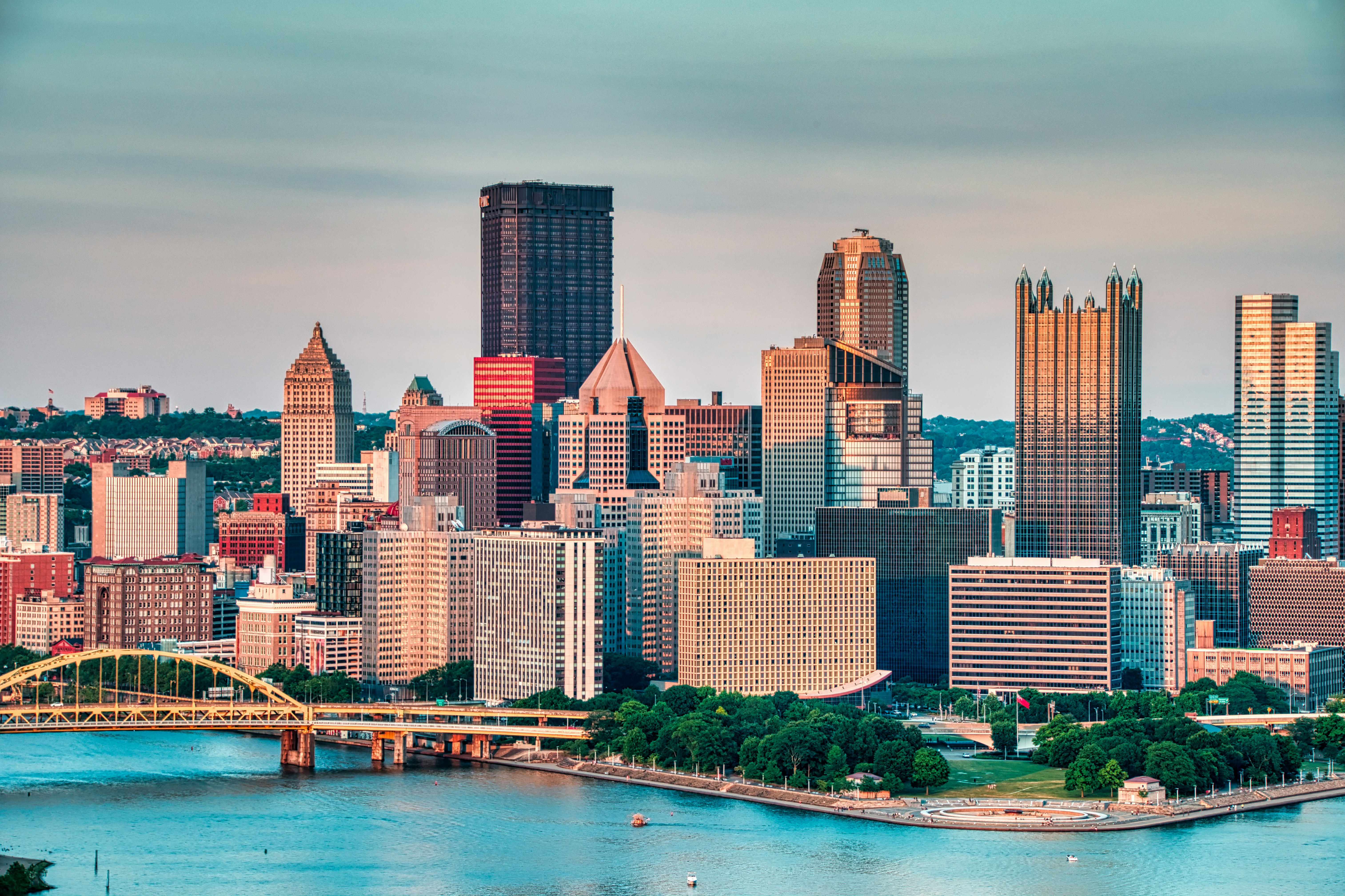 Pittsburgh skyline at golden hour